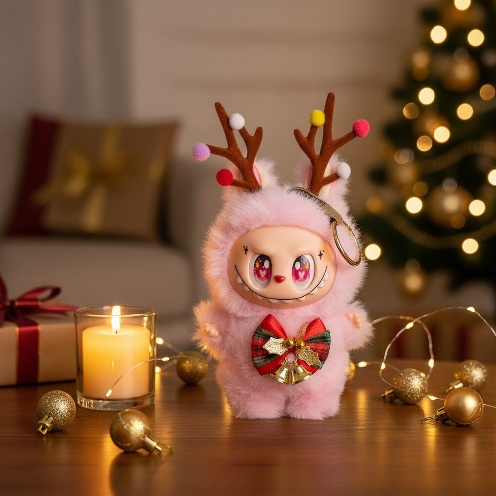 Cute Pink Reindeer Labubu Plush Toy